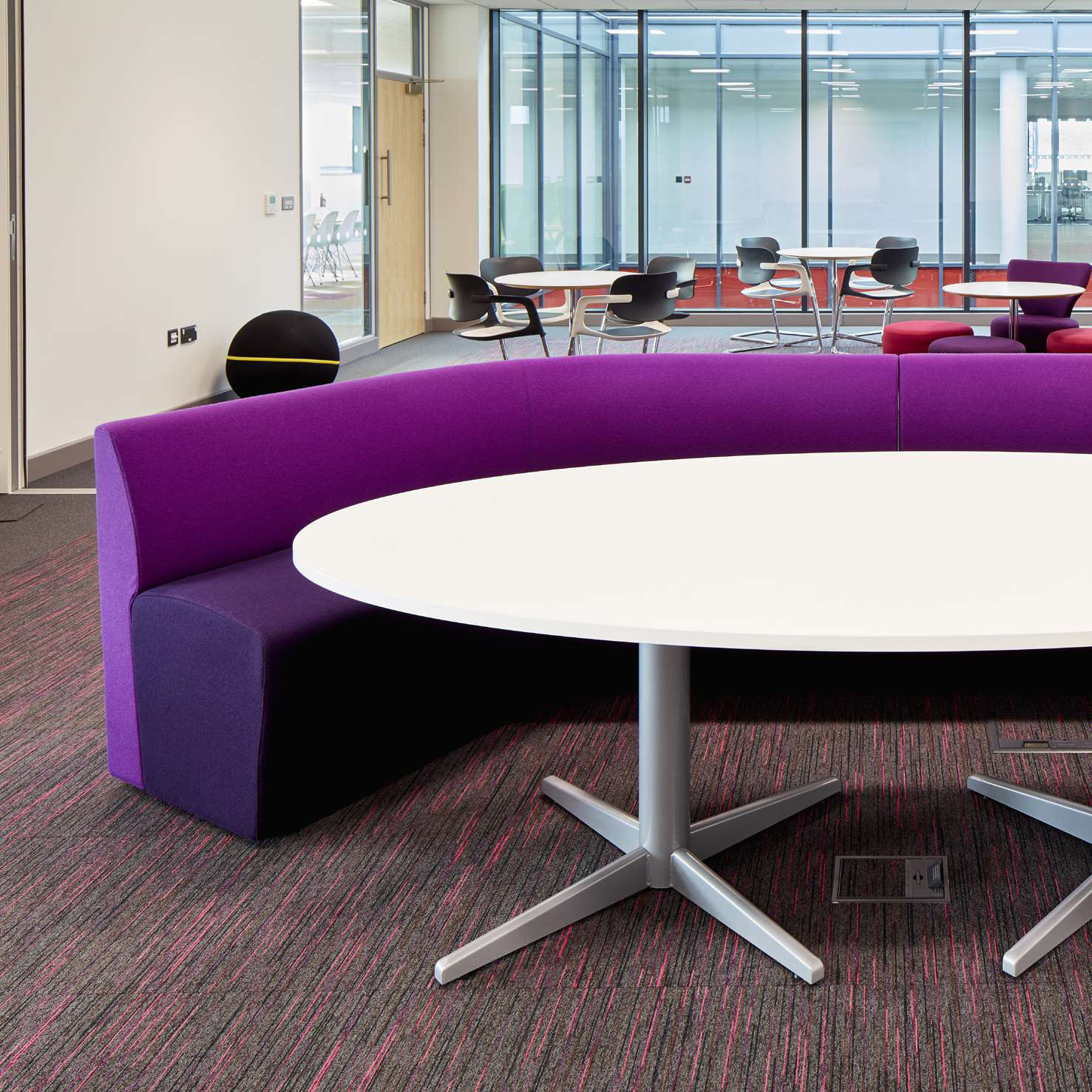 Paragon Strobe used in large seating area in office space.