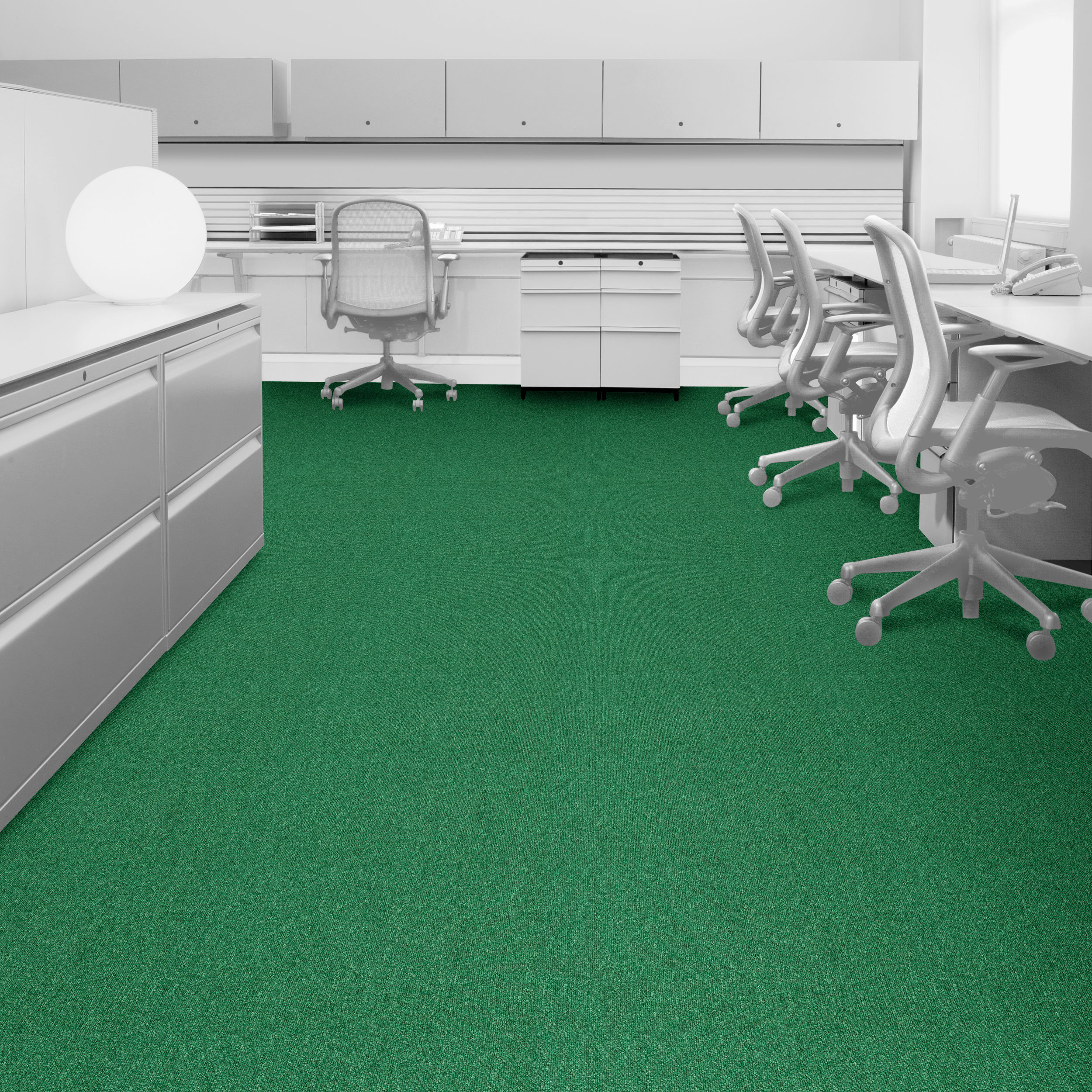 Interface Heuga 580 Carpet Tile - Green variation in office setting.