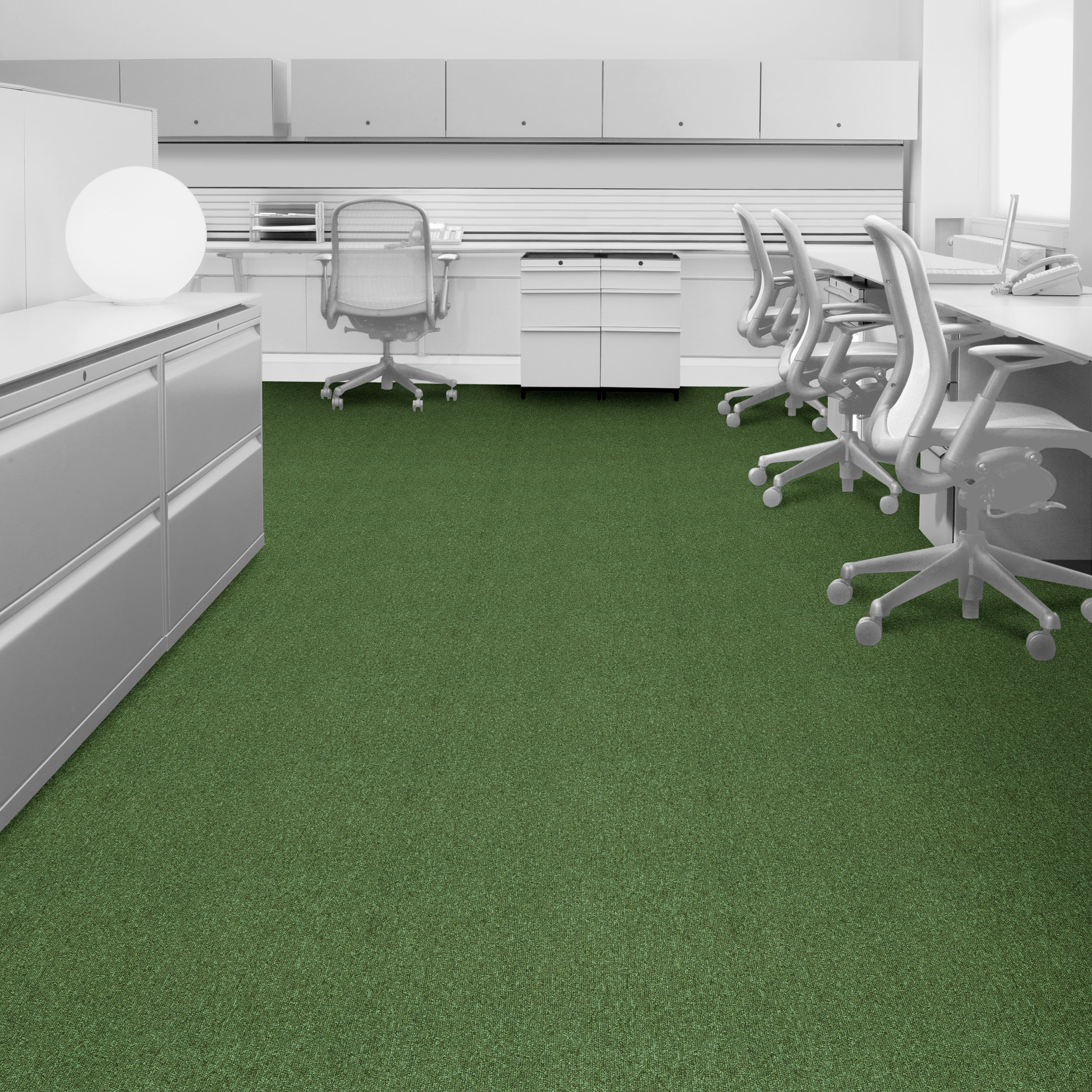 Interface Heuga 580 Carpet Tile - Kiwi variation in office setting.