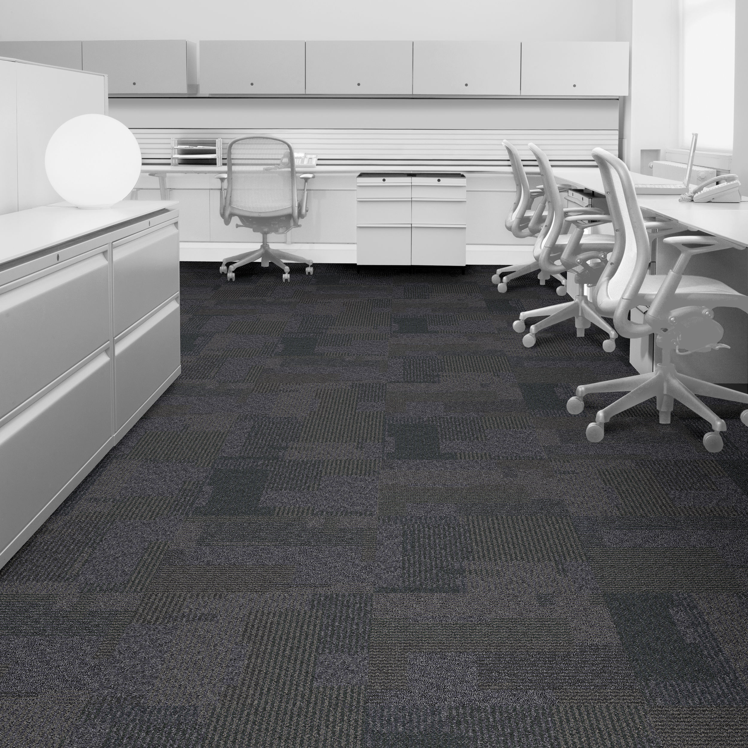 Fern Transformation Carpet Tile in office setting.
