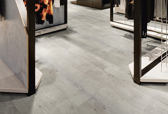 Polyflor Forest FX Pur used in retail clothing shop.