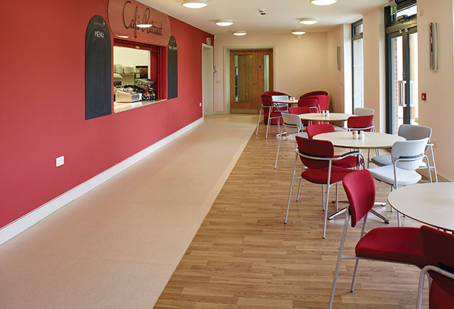Polyflor Forest FX Pur used in hospital canteen.