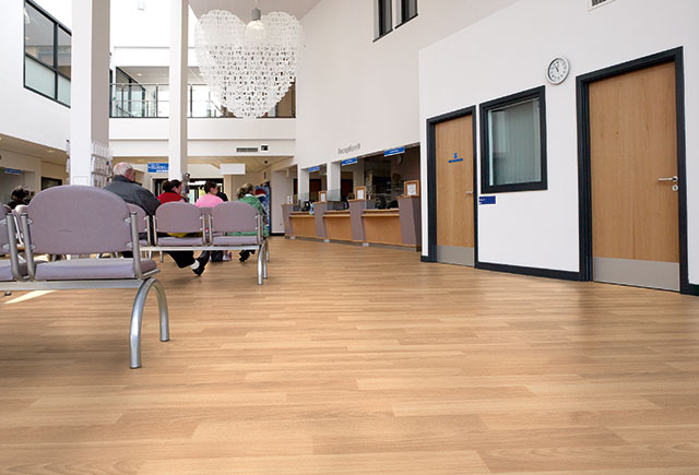 Polyflor Forest FX Pur used in hospital reception.