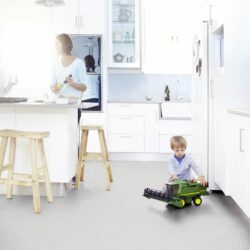 Safetread Spectrum Safety Vinyl Flooring used in a kitchen, with child playing.