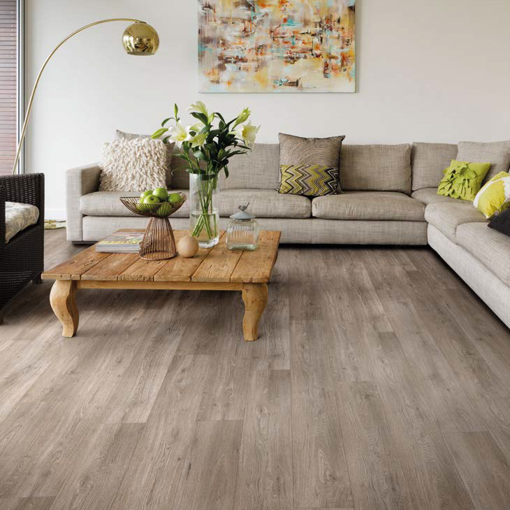 SO Flooring Products Adamo Columbus Oak used for open plan living space with L shaped sofa